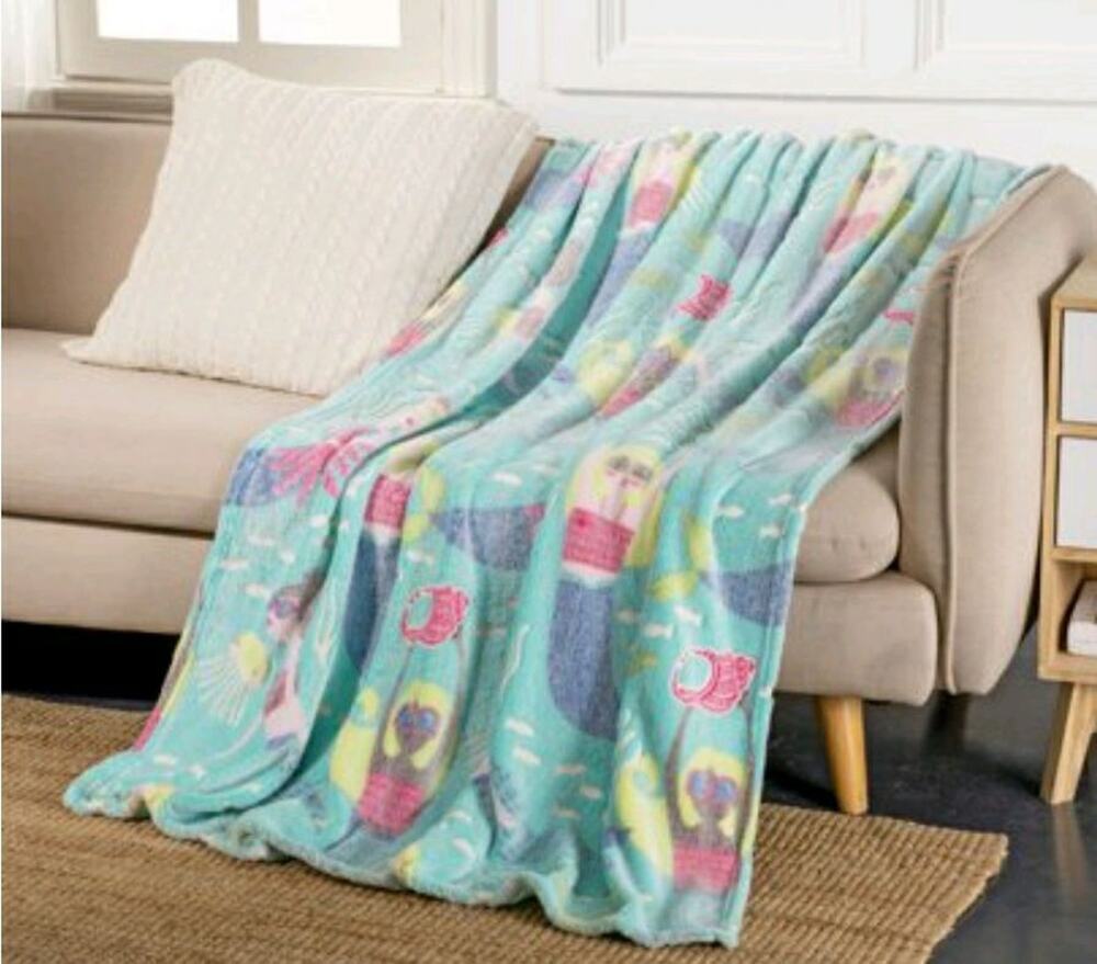 Your Zone Glow in the Dark Soft Ocean Mermaid 50" x 60" Large Warm Throw Blanket